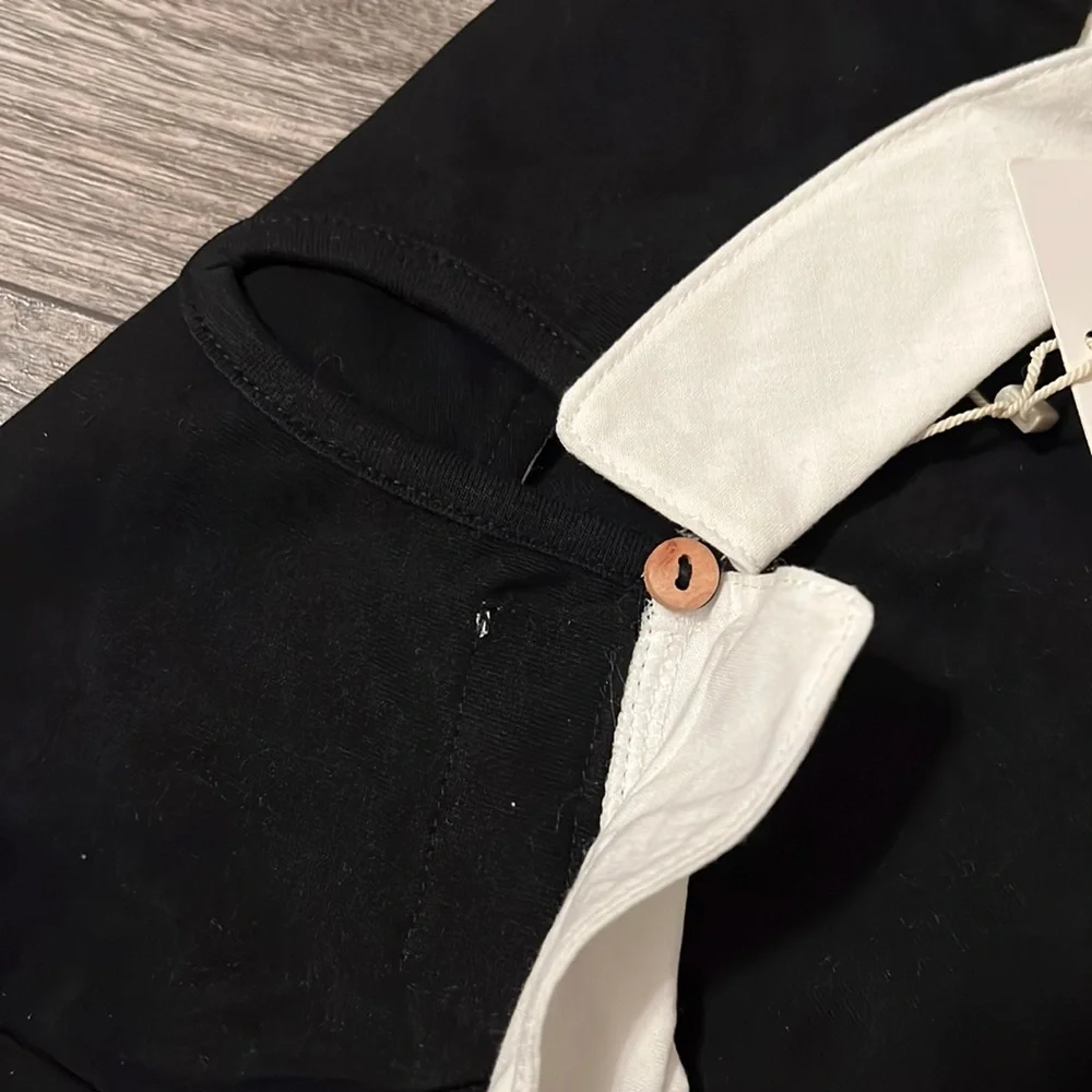 Zara collared t shirt blouse girl 5/6 years Black new cotton